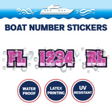 Custom Boat Registration Numbers Stickers Letter Decal 2pcs - Plain Pink C148