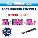 Custom Boat Registration Numbers Stickers Letter Decal 2pcs - Plain Pink C148