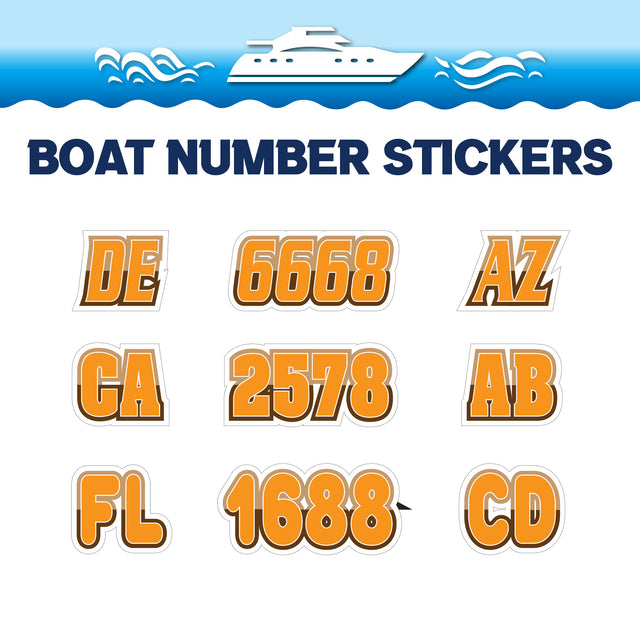 Custom Boat Registration Numbers Stickers Letter Decal 2pcs - Plain Orange C149