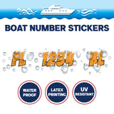 Custom Boat Registration Numbers Stickers Letter Decal 2pcs - Plain Orange C149