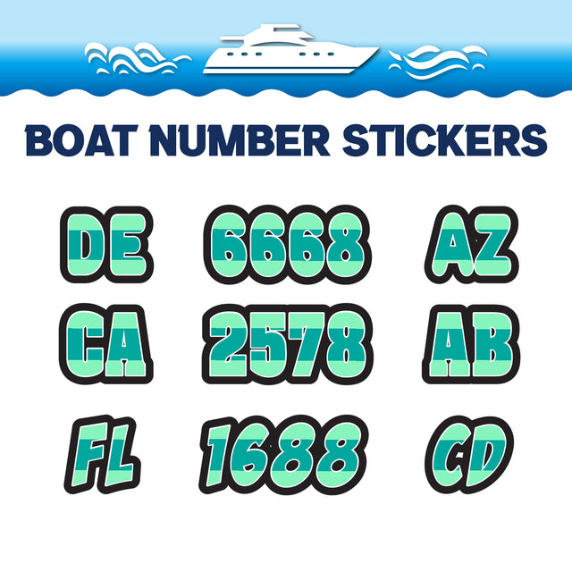 Custom Boat Registration Numbers Stickers Letter Decal 2pcs - Plain Green C150