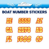 Custom Boat Registration Numbers Stickers Letter Decal 2pcs - Plain Orange C151