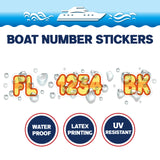 Custom Boat Registration Numbers Stickers Letter Decal 2pcs - Plain Orange C151