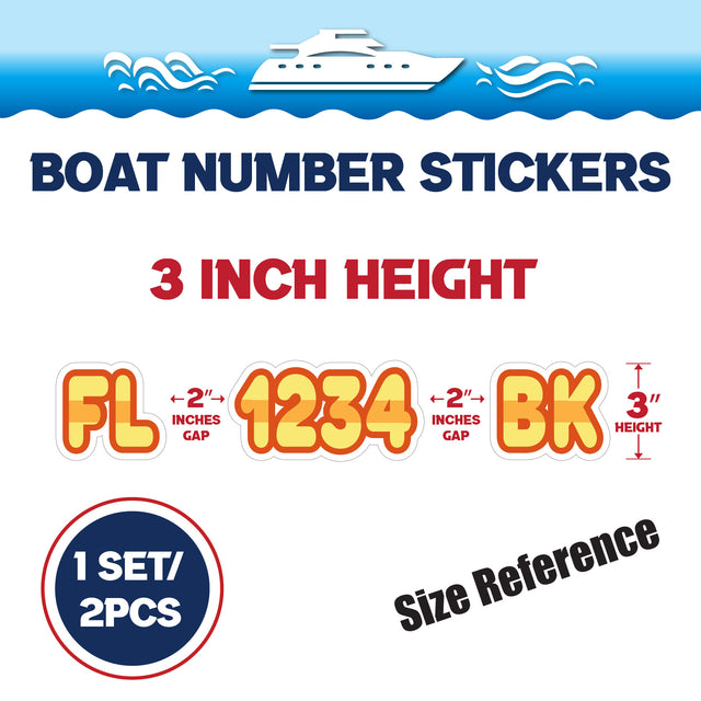 Custom Boat Registration Numbers Stickers Letter Decal 2pcs - Plain Orange C151