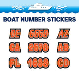 Custom Boat Registration Numbers Stickers Letter Decal 2pcs - Plain Orange C152