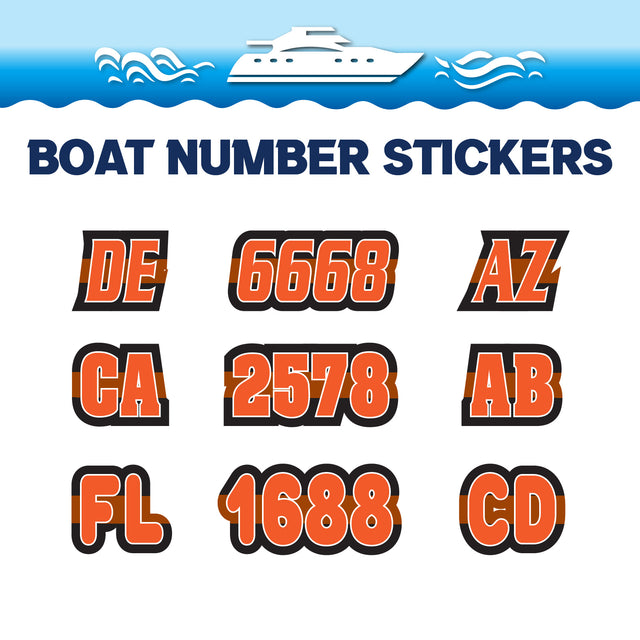 Custom Boat Registration Numbers Stickers Letter Decal 2pcs - Plain Orange C152