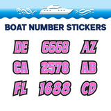 Custom Boat Registration Numbers Stickers Letter Decal 2pcs - Plain Pink C154