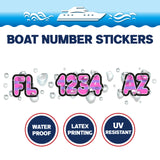 Custom Boat Registration Numbers Stickers Letter Decal 2pcs - Plain Pink C154