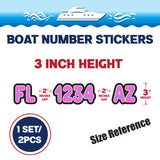 Custom Boat Registration Numbers Stickers Letter Decal 2pcs - Plain Pink C154