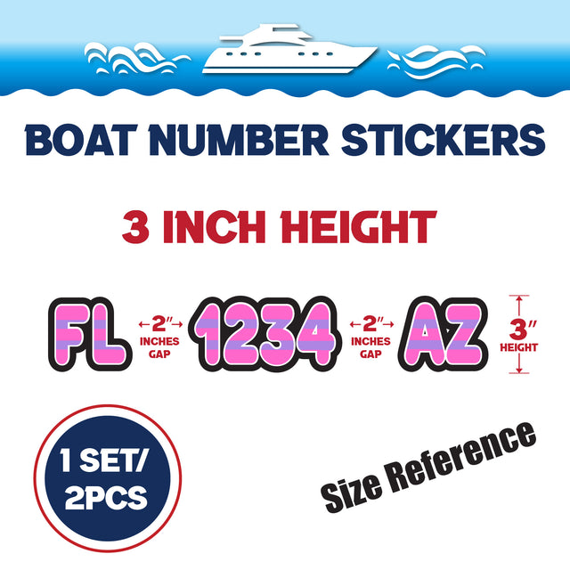 Custom Boat Registration Numbers Stickers Letter Decal 2pcs - Plain Pink C154