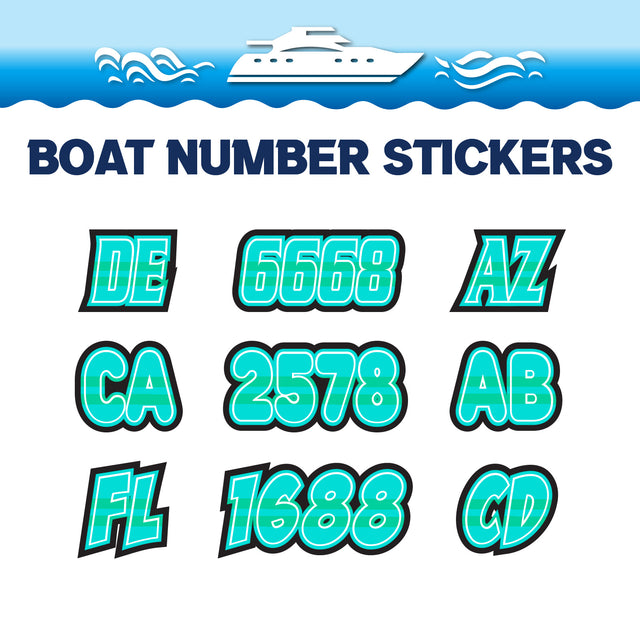 Custom Boat Registration Numbers Stickers Letter Decal 2pcs - Plain Green C155