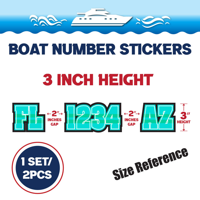 Custom Boat Registration Numbers Stickers Letter Decal 2pcs - Plain Green C155