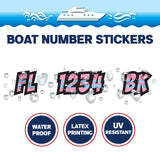 Custom Boat Registration Numbers Stickers Letter Decal 2pcs - Plain Pink Blue C156