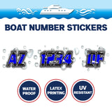 Custom Boat Registration Numbers Stickers Letter Decal 2pcs - Plain Blue C157