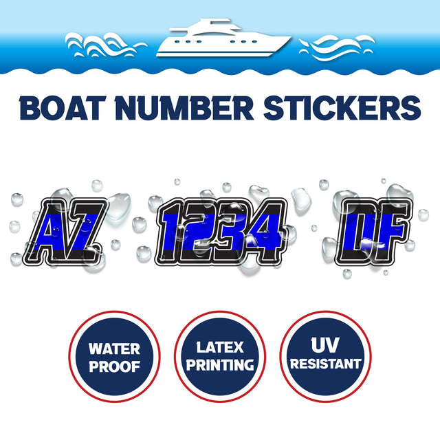 Custom Boat Registration Numbers Stickers Letter Decal 2pcs - Plain Blue C157