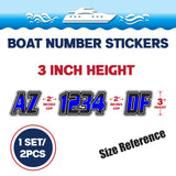 Custom Boat Registration Numbers Stickers Letter Decal 2pcs - Plain Blue C157