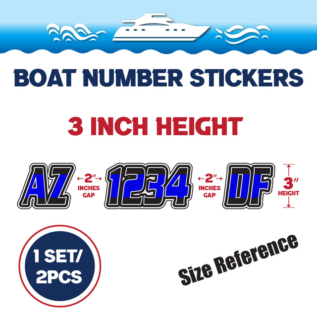 Custom Boat Registration Numbers Stickers Letter Decal 2pcs - Plain Blue C157