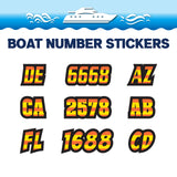 Custom Boat Registration Numbers Stickers Letter Decal 2pcs - Plain Orange Yellow C158