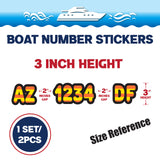 Custom Boat Registration Numbers Stickers Letter Decal 2pcs - Plain Orange Yellow C158