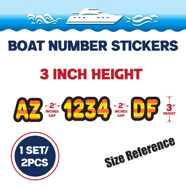 Custom Boat Registration Numbers Stickers Letter Decal 2pcs - Plain Orange Yellow C158