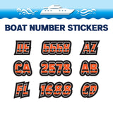 Custom Boat Registration Numbers Stickers Letter Decal 2pcs - Plain Orange C159