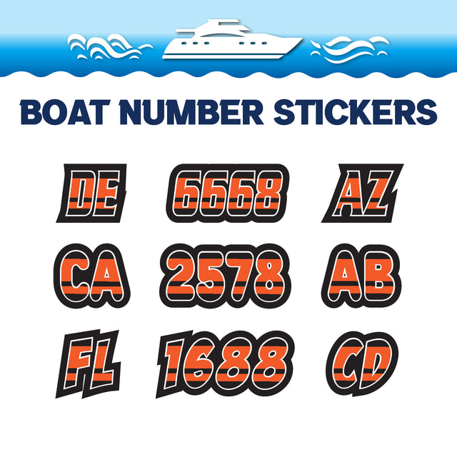 Custom Boat Registration Numbers Stickers Letter Decal 2pcs - Plain Orange C159