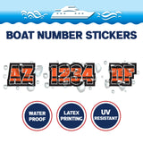 Custom Boat Registration Numbers Stickers Letter Decal 2pcs - Plain Orange C159