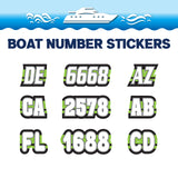 Custom Boat Registration Numbers Stickers Letter Decal 2pcs - Plain Green C160