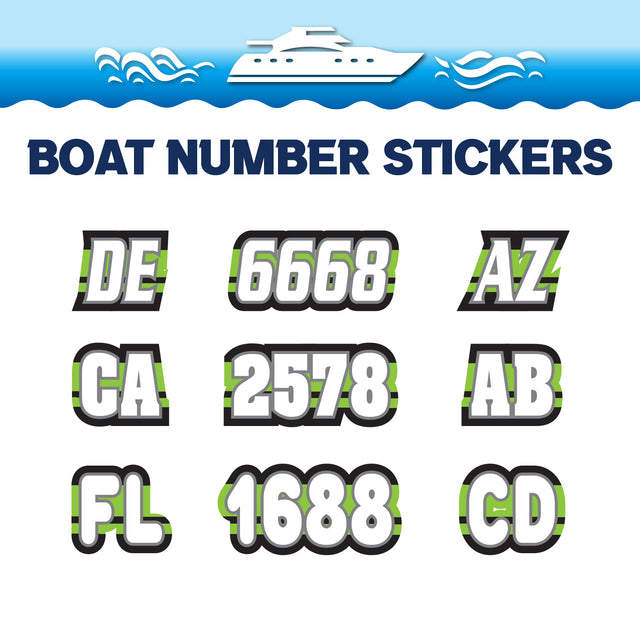 Custom Boat Registration Numbers Stickers Letter Decal 2pcs - Plain Green C160