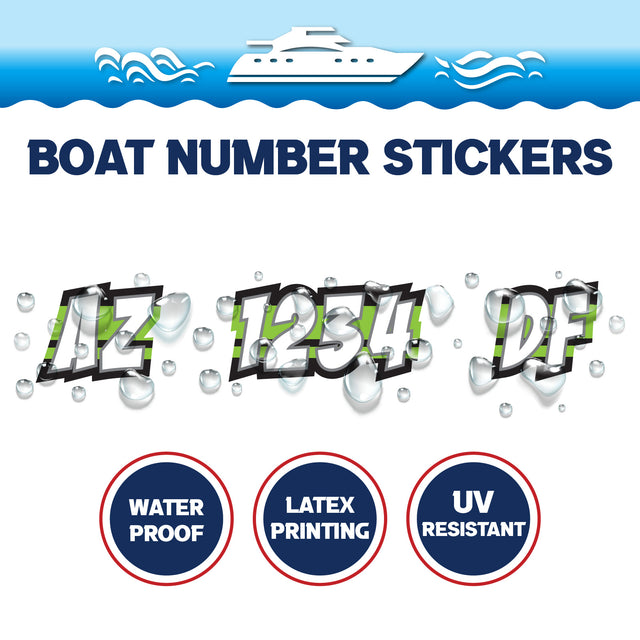 Custom Boat Registration Numbers Stickers Letter Decal 2pcs - Plain Green C160