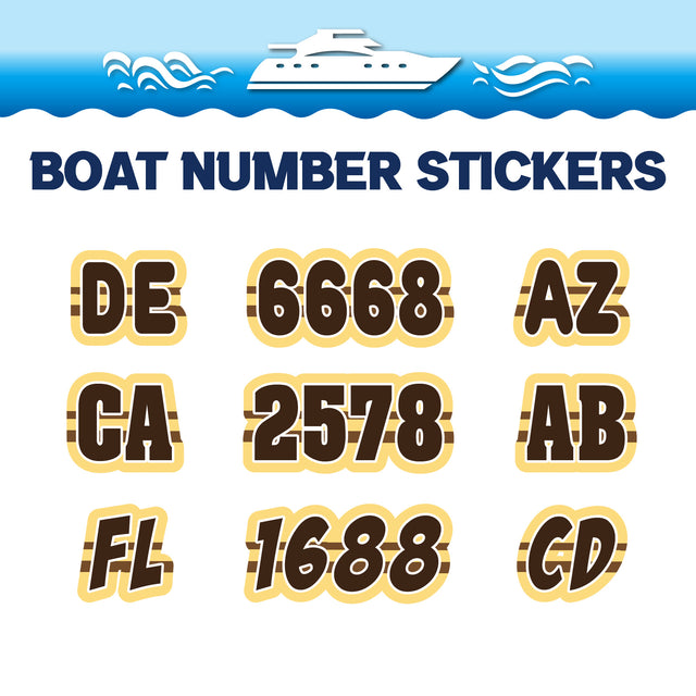 Custom Boat Registration Numbers Stickers Letter Decal 2pcs - Plain Yellow C161