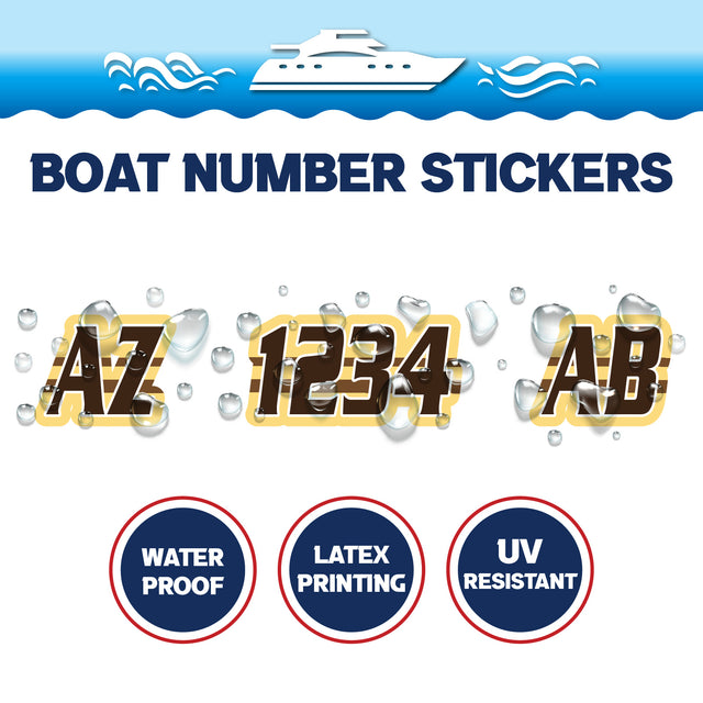 Custom Boat Registration Numbers Stickers Letter Decal 2pcs - Plain Yellow C161