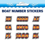 Custom Boat Registration Numbers Stickers Letter Decal 2pcs - Plain Orange Red C162