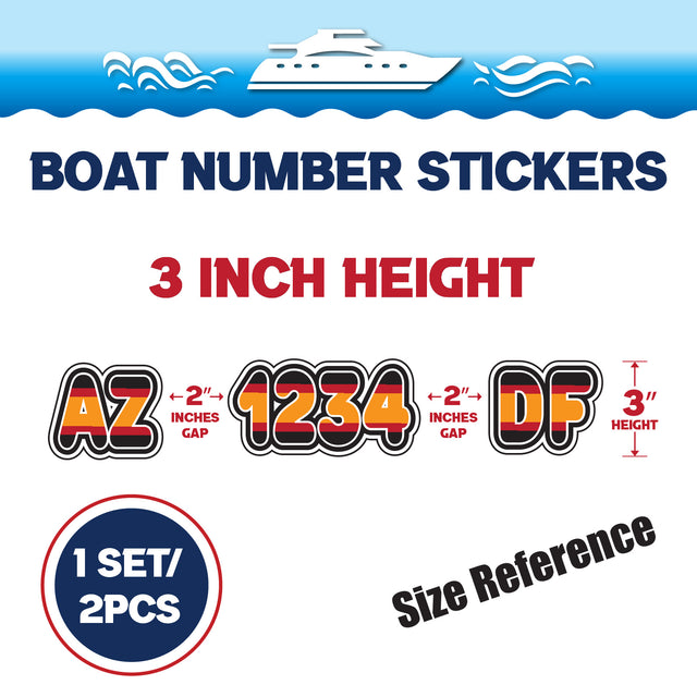 Custom Boat Registration Numbers Stickers Letter Decal 2pcs - Plain Orange Red C162