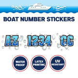 Custom Boat Registration Numbers Stickers Letter Decal 2pcs - 3D Blue C165