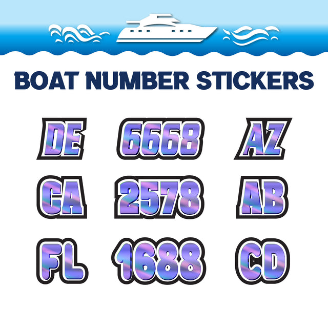 Custom Boat Registration Numbers Stickers Letter Decal 2pcs - 3D Purple C166