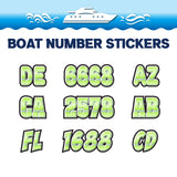 Custom Boat Registration Numbers Stickers Letter Decal 2pcs - 3D Green C167