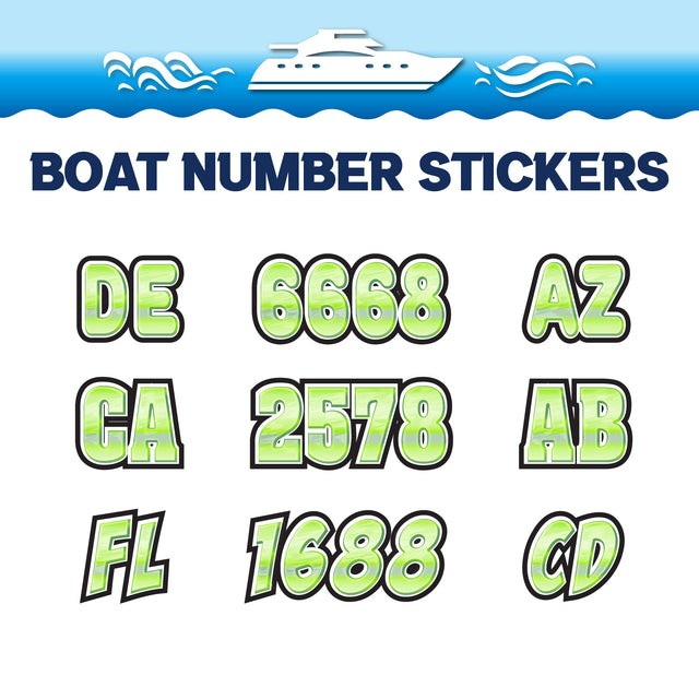 Custom Boat Registration Numbers Stickers Letter Decal 2pcs - 3D Green C167