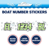 Custom Boat Registration Numbers Stickers Letter Decal 2pcs - 3D Green C167