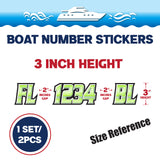 Custom Boat Registration Numbers Stickers Letter Decal 2pcs - 3D Green C167