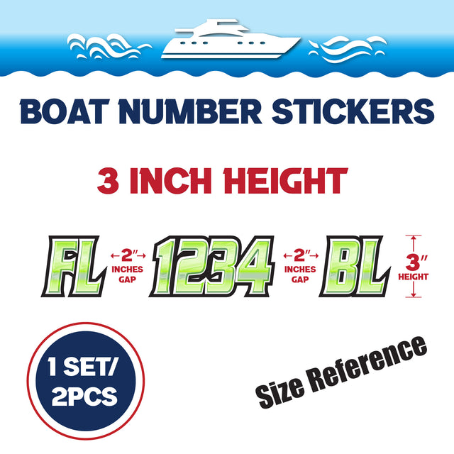 Custom Boat Registration Numbers Stickers Letter Decal 2pcs - 3D Green C167