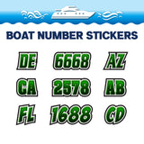 Custom Boat Registration Numbers Stickers Letter Decal 2pcs - 3D Green C168