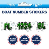 Custom Boat Registration Numbers Stickers Letter Decal 2pcs - 3D Green C168