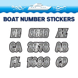 Custom Boat Registration Numbers Stickers Letter Decal 2pcs - 3D Gray C169