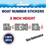 Custom Boat Registration Numbers Stickers Letter Decal 2pcs - 3D Gray C169