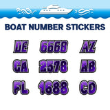 Custom Boat Registration Numbers Stickers Letter Decal 2pcs - 3D Purple C170