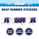 Custom Boat Registration Numbers Stickers Letter Decal 2pcs - 3D Purple C170