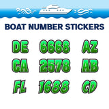 Custom Boat Registration Numbers Stickers Letter Decal 2pcs - 3D Green C171