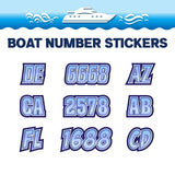 Custom Boat Registration Numbers Stickers Letter Decal 2pcs - 3D Blue C172