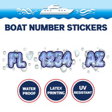 Custom Boat Registration Numbers Stickers Letter Decal 2pcs - 3D Blue C172